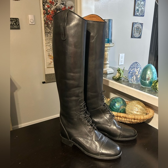 Ariat Black Leather Heritage Contour Field Tall Slim calf Riding Boot size 6.5 - Picture 3 of 13